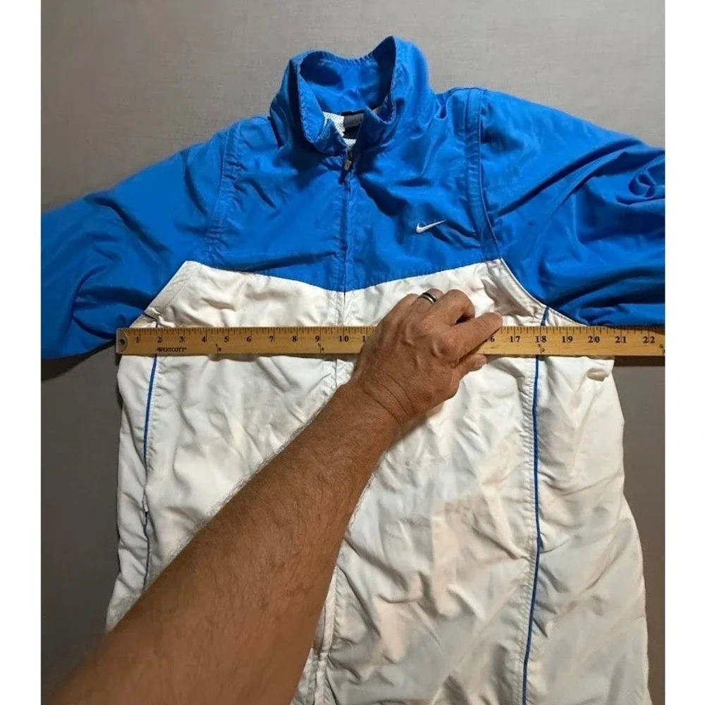 Vintage Nike Windbreaker Jacket Coat‎ Mens Large Blue White Full Zip Lightweight